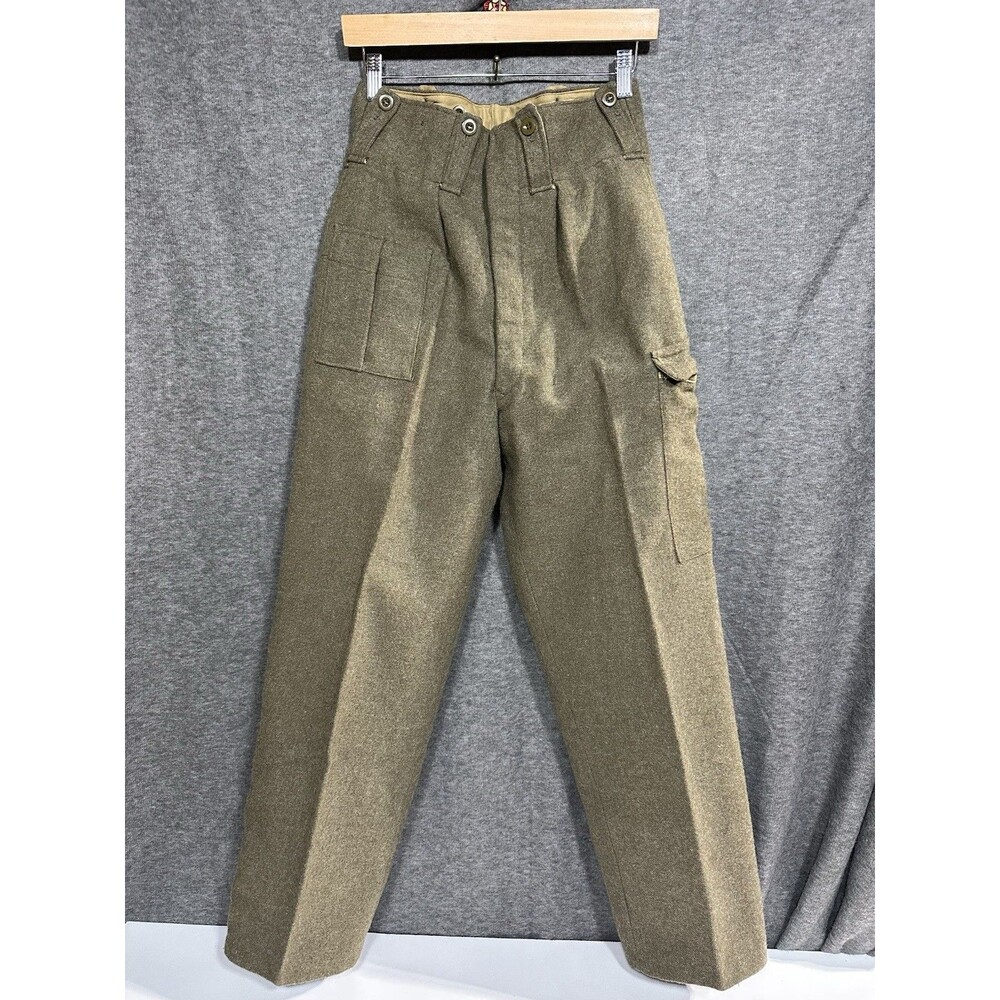 Vintage Belgian Army Armée Belge Green Wool Trousers Cargo 1959 30” X 29” ABL
